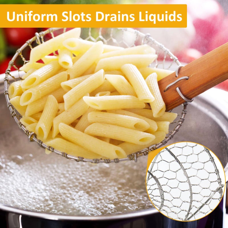 Letschef Stainless Steel Spider Strainer Asian Kitchen Wire Food Cooking Skimmer With Natural Bamboo Handle, 7-Inch, Hand-Made - Image 5